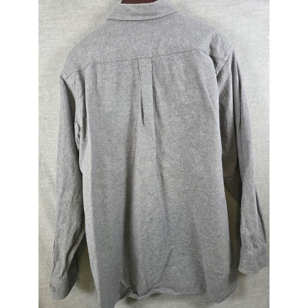 LL Bean Vintage Flannel Shirt Mens L TALL Chamois Cloth Fleece Heavyweight Gray - Picture 3 of 8